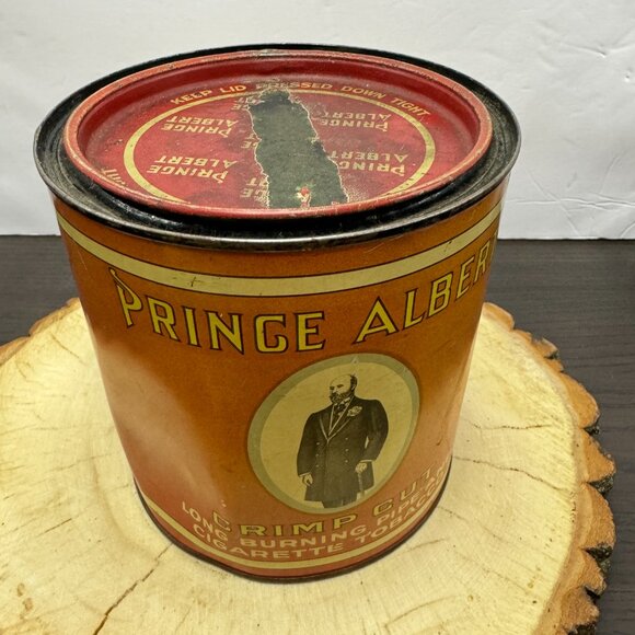 Vintage Empty Tin Prince Albert Tobacco Can Container Rustic Antique Decor - Picture 2 of 6